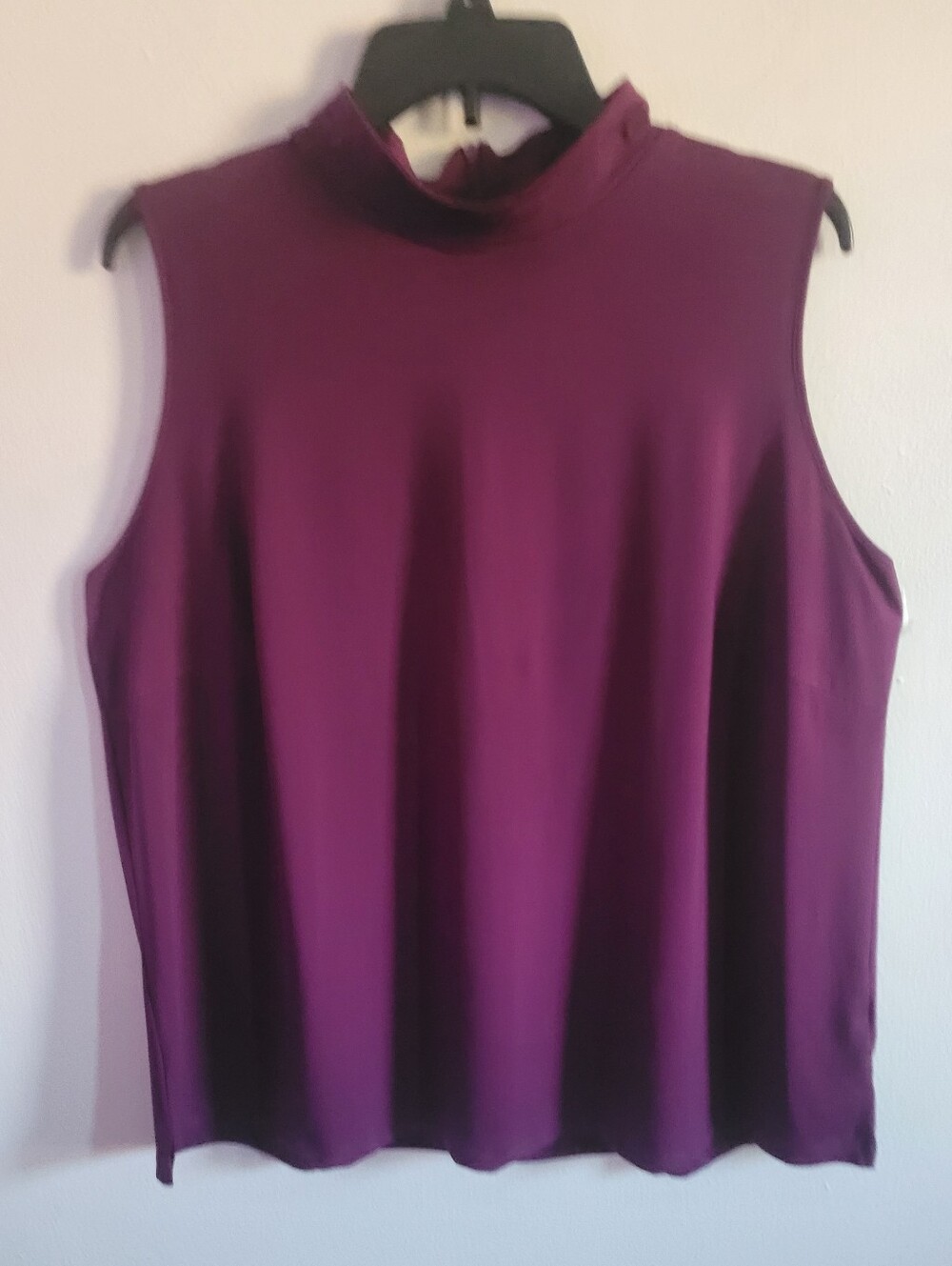 Joan Rivers Sleeveless Mock-Neck Camisole in Deep Plum